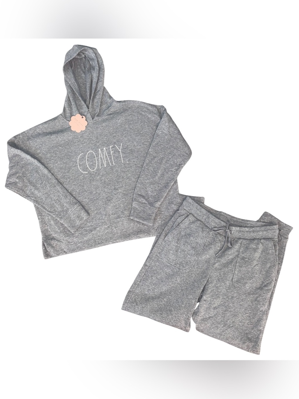 Women's Rae Dunn Sweat Set Comfy Cozy Gray Hoodie and Sweats